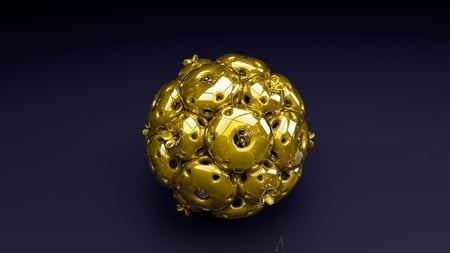 Gold 3D Ball - ball, abstract, 3d, gold