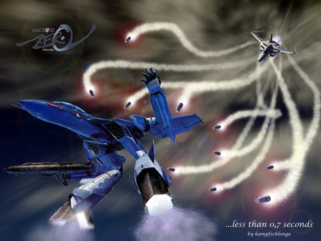 The Battle !! - vf-0s, missiles, macross zero, battle, anime, ova, macross, mecha