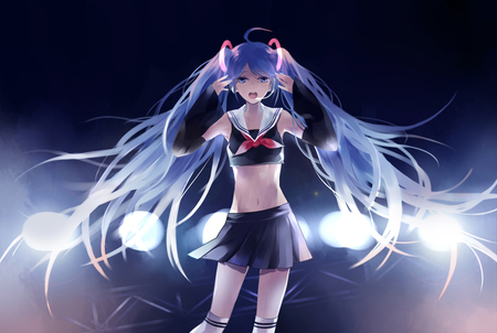 Entertainment - woman, fun, sexy, girl, music, long hair, fantasy, entertainment, pretty, vocaloid, beautiful, anime, cute