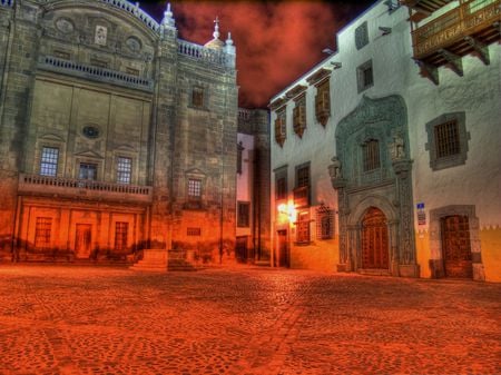 Vegueta las Palmas - square, grey, las palmas, red, buildings