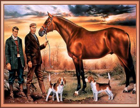 horse and groom - horse, dogs, other, groom