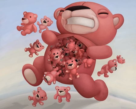 PINK TEDDY EXPLOSION - pink, birth, bear, image, teddy, small, explosions