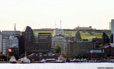 Citadel Hill over downtown Halifax - halifax, citadel, park, flag