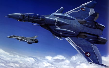 The Sky - clouds, anime, vf-0d, blue, blue sky, macross, cool, macross zero, mecha, sky