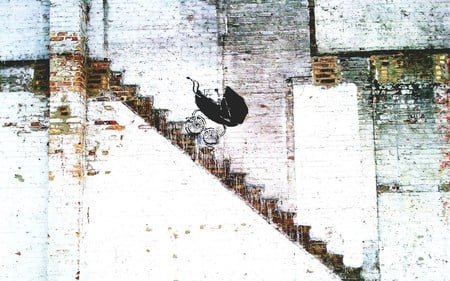 Banksy Buggy - stairs, pram, banksy, graffiti, art, chicago, buggy