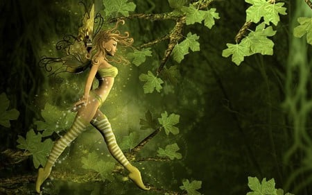 Fairy - fairy, forest, tale, green