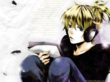 Old Paper - len, kagamine, vocaloid, paper, lyrics, len kagamine, miku hatsune