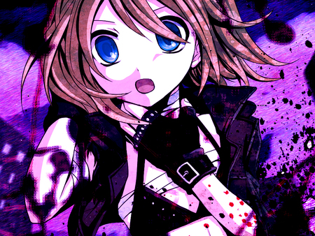 World Painted With Purple - purple, rin kagamine, vocaloid, music, miku hatsune