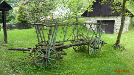 carts - bird, trees, water, air, ship, road, earth, forest, parks, castle, building, bridge, carts