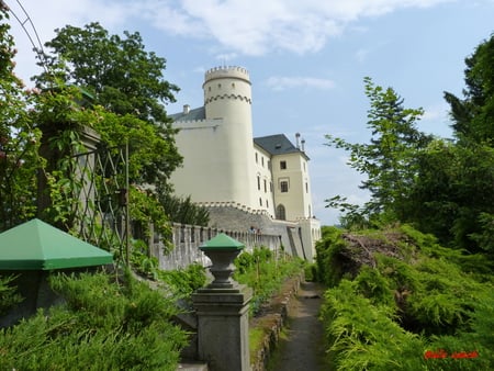 castle - bird, trees, water, air, road, earth, forest, parks, castle, building, bridge