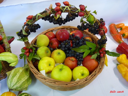 still life - cart, exhibition, decorations, vegetables, still life