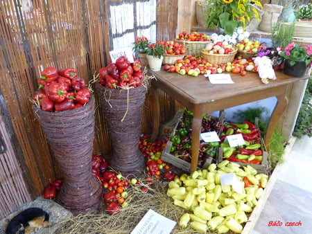 decorations - exhibition, fruit, decorations, vegetables, still life