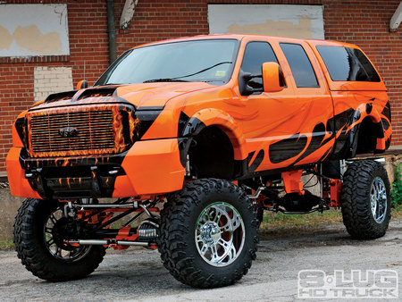 2006 Ford F-350 - lifted, orange, custom, chrome wheels