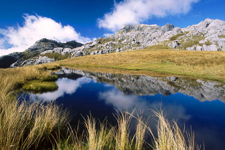 Reflection of Sky - nature, sky, lake, landscape, mountain, national park, reflection, clouds