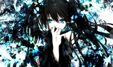 Hatsune Miku - aqua, stare, hot, music, design, anime girl, brs, black hair, white, face, art, cool, digital art, aqua eyes, artistic, hatsune miku, sexy, graphic, song, vocaloids, program, vocaloid, beautiful, contrast, diva, black rock shooter, beauty, nice, cg art, twintail, singer, black, virtual, pretty, idol, hand, green, anime, miku, cute, girl, cg, hatsune, blue, awesome, digital