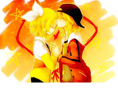 Twins - len, love, rin, twins, kagamine, clover, armori