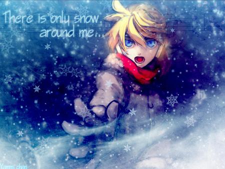 There's only snow - len, kagamine, vocaloid, snow, winter