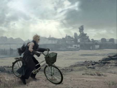 What?!?!?! Where's My Motorbike?? - final fantasy vii advent child, blonde hair, short hair, bike, final fantasy vii, cloud strife, kitcune, spiky hair, edit