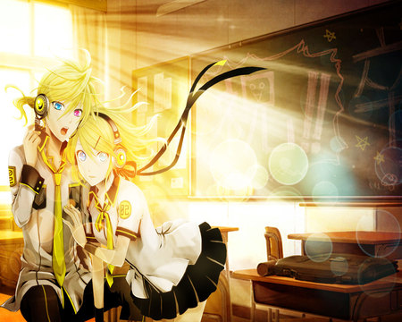 Len & Rin - vocaloids, len, kagamine, rin, miku hatsune