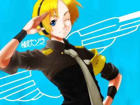 Suiga Sora - suiga sora, male, utau, headphones, blonde hair, blue eyes