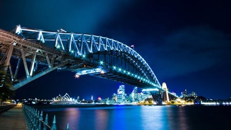 Sydney Harbour Bridge - harbour, night, water, australia, bridge, sydney, lights