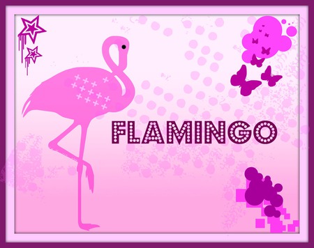 FLAMINGO - butterflies, pattern, stars, grafitti, flamingo