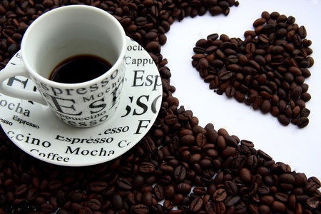 Caffe! - morning, photography, heart, cup, white, abstract, caffe, brown, colours, photo, relax