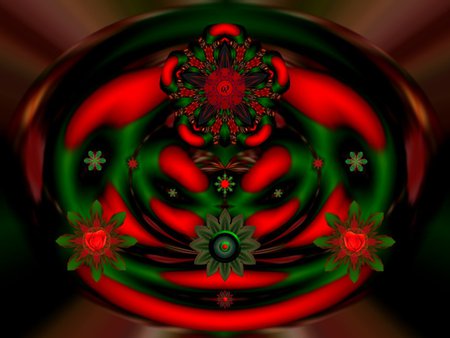 Red and Green - eye candy, collage, 3d, fractal, abstract