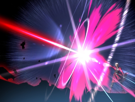 Rho Aias Archer - game, anime, sakura, archer, lancer, rho aias, pink, red, fate stay night, shield, gae bolg