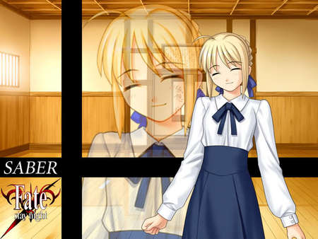 In Dojo - saber, arturia, game, anime, female, girl, dojo, smile, cute, fate stay night