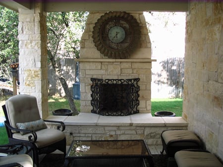 fireplace - stone fireplace, sitting places, beautiful, house, patio