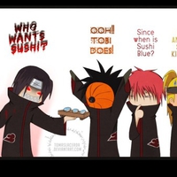 itachi + knife+kisame+toture = fish =....SUSHI!!!!!