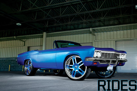 Impala BLu  6 6 - rides, blue, big wheels, custom, gm