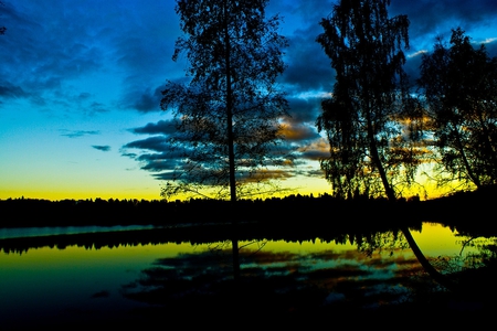 mixed sky - water, colour, cold, forest, wild, mixed, sky