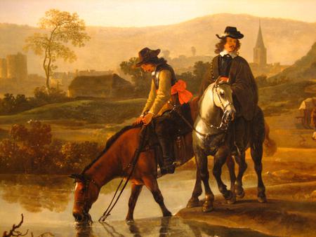 Oil painting - men, oil painting, oil, old times, nature, horses, painting, horsemen, art, wall, wallpaper