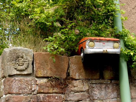 parking space - wall, nature, car, engraving