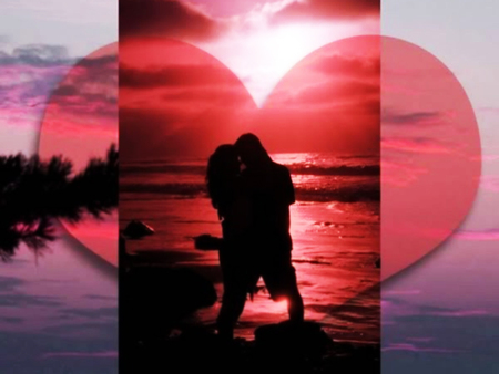 Love - beach, couple, 3d, heart