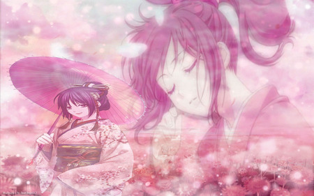 Sleep Dream - cloud, flower, pink, hakuouki shinsengumi kitan, dream, yukimura chizuru, sleep, snow