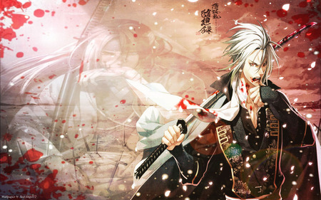 Blood Warrior! - blood, hakuouki shinsengumi kitan, ghost, night sun, hijitaka toshizou, shadow