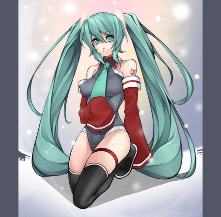 Musical Beauty - nice, woman, beauty, hot, music, fantasy, legs, face, gorgeous, pretty, anime, cute, sexy, stars, girl, long hair, kneeling, blue hair, vocaloid, beautiful, lights, babe