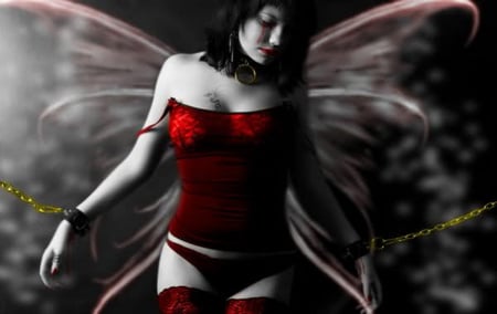 Prisoner of - fantasy, prisoner, red, butterfly, angel