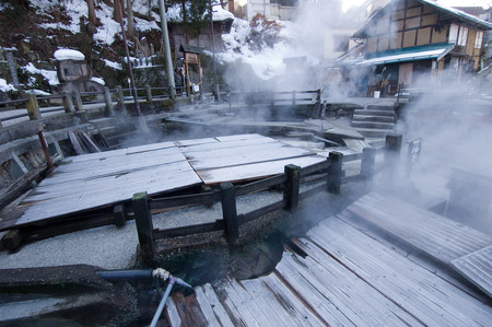 Covered Hot Springs, Japan - japan, covered, beautiful, water, steam, japanese, natural, hot springs