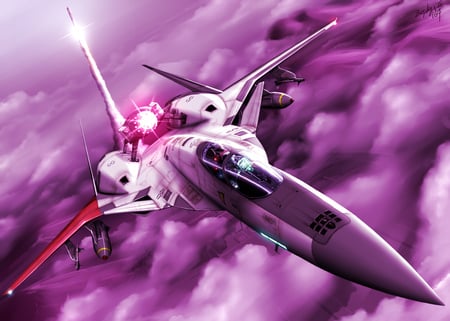 Unknown Valkyrie - sky, valkyrie, anime, missile, fly, mecha, macross