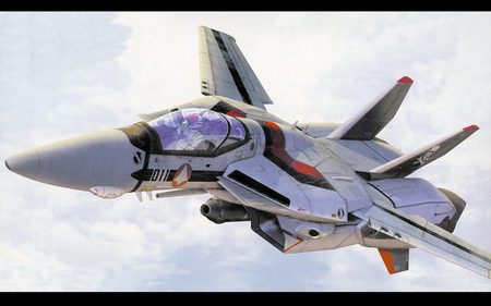 VF - 1S Red Skull Squadron - skull, squadron, sdf macross, valkyrie, black, macross, red, vf - 1s, anime, mecha