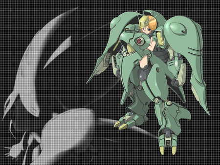 Quint Mantha - girl, gundam, zz gundam, mobile suit, anime, green, quint mantha, qubeley, mecha