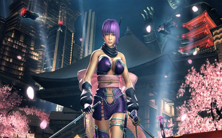 Ninja Gaiden Sigma II - 2 - town japan, girl, sigma, city, night, ninja gaiden