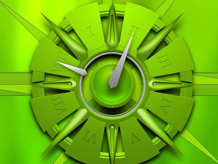 3d-Art !!! - abstract, background, green, 3d-art, clock