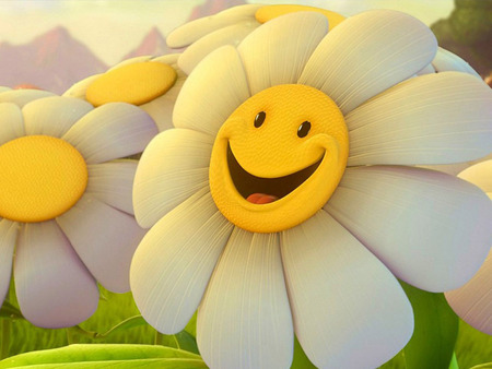 smiley flower - smile, white, flower, yellow