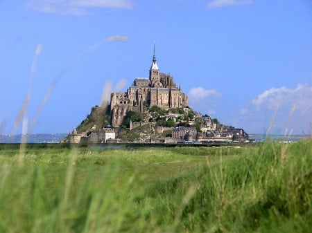 Mont Saint Michel - South View - island, abbey, mont saint michel, mont saint michel abbey, ancient, south view, normandy, benedictine, france, monastery