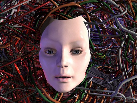 robot face - face, abstract, 3d, color, robot, fantasy